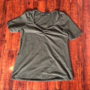 TORRID OLIVE GREEN RUCHED SWEETHEART NECK FOXY TEE